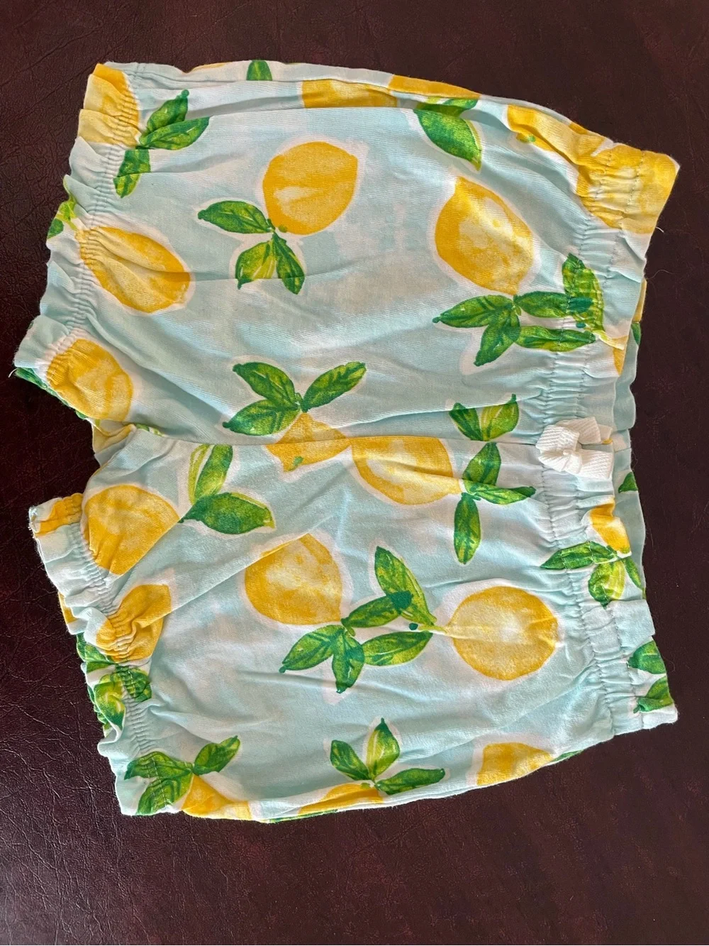 Lemon Print Light Blue Cotton Shorts
